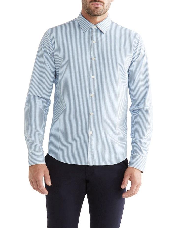 Calvin Klein Nevertuck Long Sleeve 1 Colour Heather Stripe Shirt in Blue M