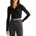Calvin Klein Jeans Badge Polo Collar Long Sleeves in Black L