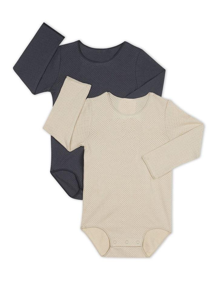 Bonds Baby Wondercool Eyelet Long Sleeve Bodysuit 2 Pack in Multi Assorted 0000