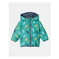 Sprout Reversible Dino Puffer Jacket in Bright Green Brt Green 00