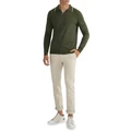 Oxford Reiss Tipping Collar Long Sleeve Knit Polo in Green XXL