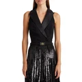 Lauren Ralph Lauren Belted Crepe Sleeveless Dress in Black US 4 / AU 8