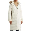 Lauren Ralph Lauren Faux Fur-Trim Long Hooded Down Coat in Beige Natural S