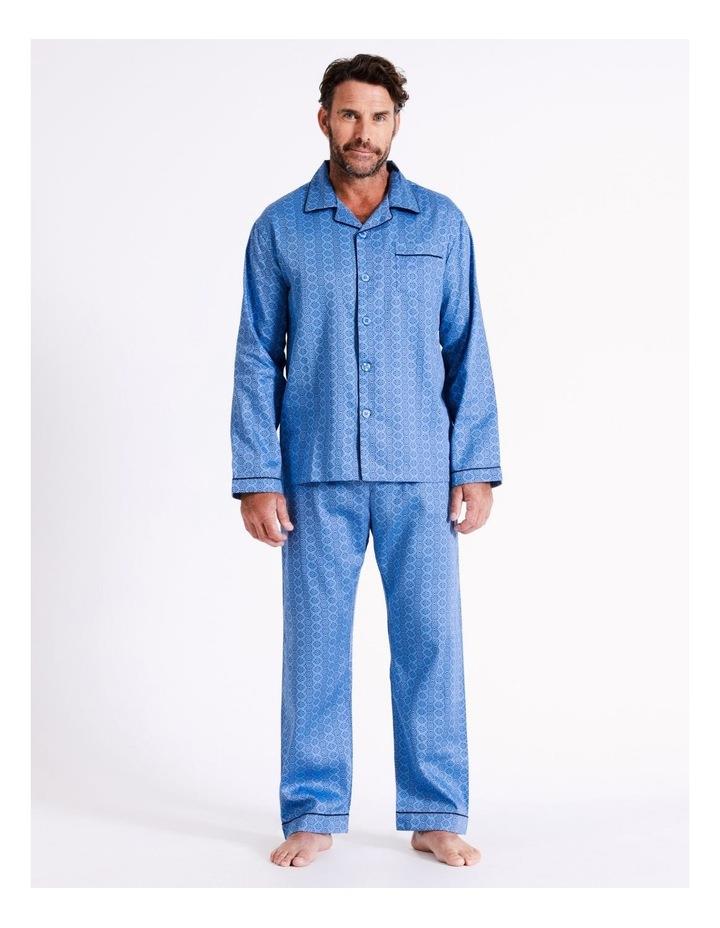 Reserve Long Sleeve Cotton Sateen Pyjama Set in Blue L