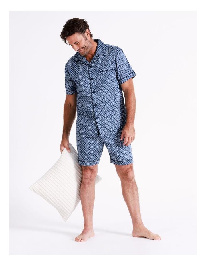 Reserve Short Sleeve Sateen Cotton Pyjama Set in Blue M
