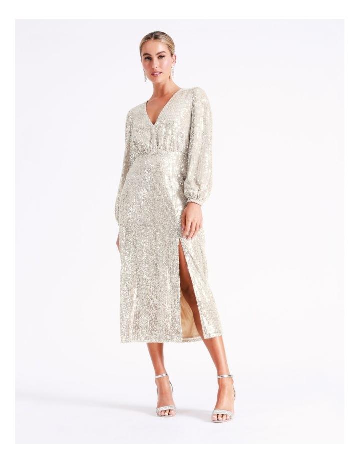 Collection Sequin Blouson Sleeve Gown in Champagne 10