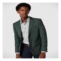 Politix Slim Stretch Textured Tailored Blazer in Forest Green S