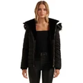 Forever New Joey Short Quilted Puffer Jacket in Black 14