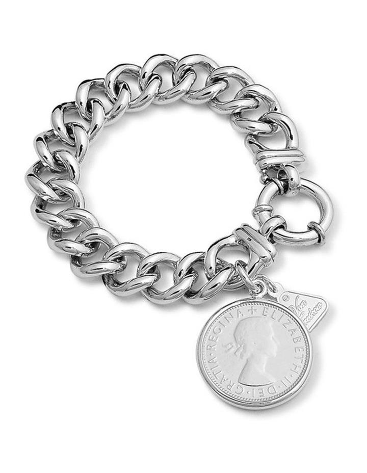Mocha Medium Mama Bolt Bracelet With Florin Coin in Silver One Size