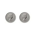 Mocha 3 Pence Stud Earrings in Silver One Size