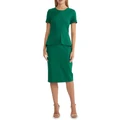 Oxford Irena Peplum Ponti Dress in Green 6