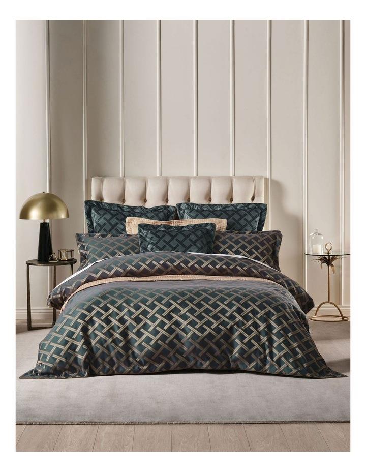 Grace by Linen House Valeria Quilt Cover Set In Slate Charcoal King Size