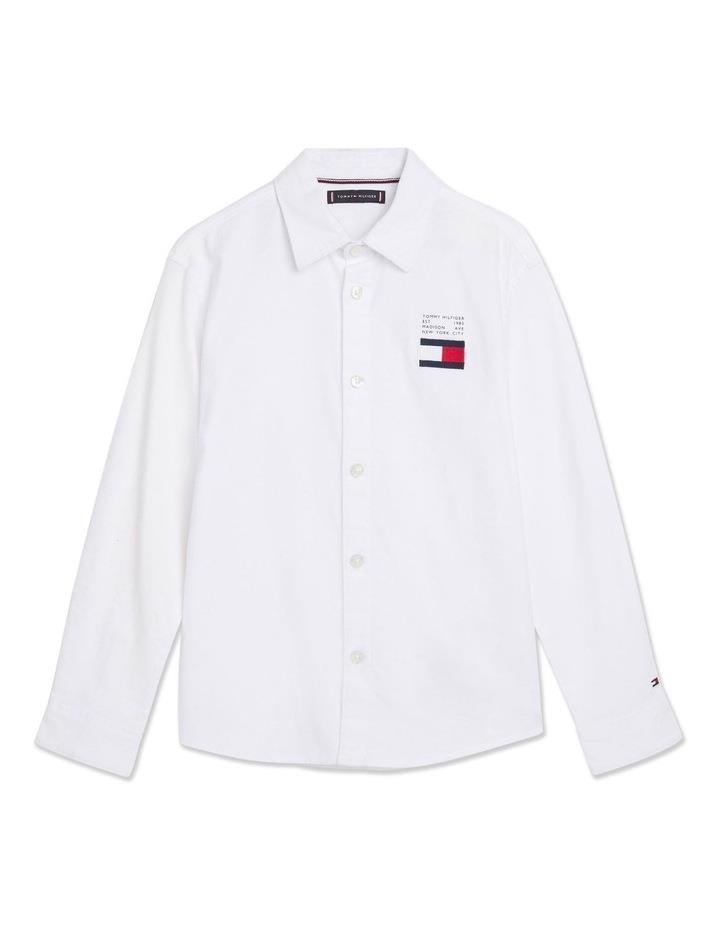 Tommy Hilfiger Boys 3-7 Flag Detail Oxford Shirt in White 3