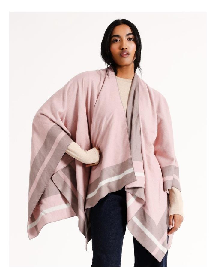 Basque Contrast Edge Poncho in Pink One Size