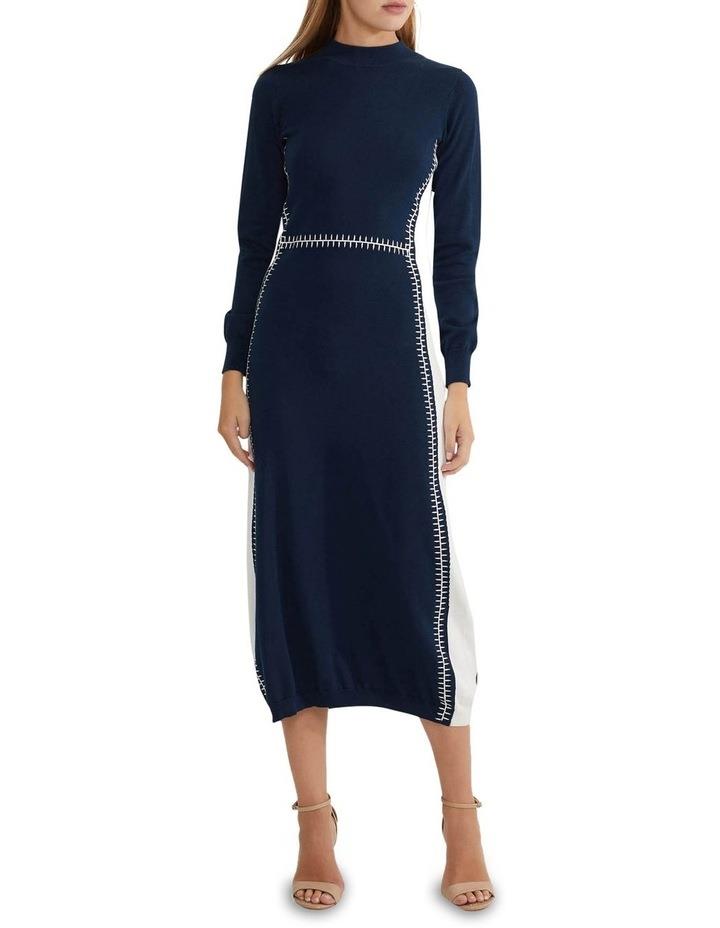 Oxford Ellen Knit Dress With Contrast Stitch in Blue 6