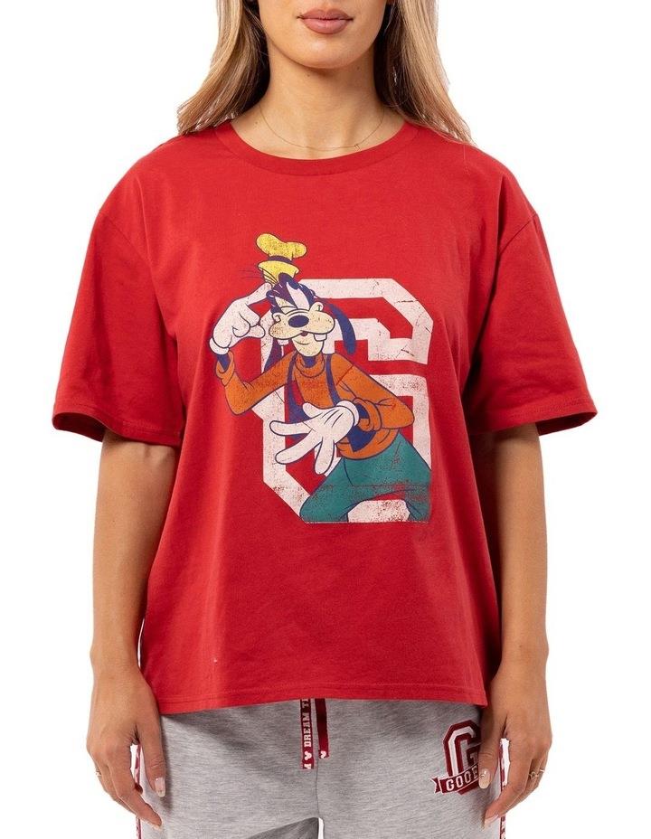 Disney Mickey and Friends Goofy Short Sleeve Tee in Red Rust XS
