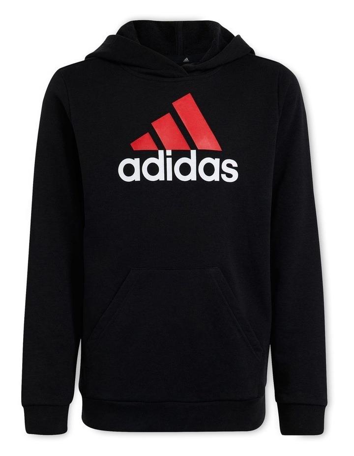 adidas Essentials Two-Colored Big Logo Cotton Hoodie in Black/Red Black 7-8