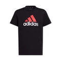 adidas Essentials Two-Color Big Logo Cotton T-Shirt in Black/Red Black 7-8