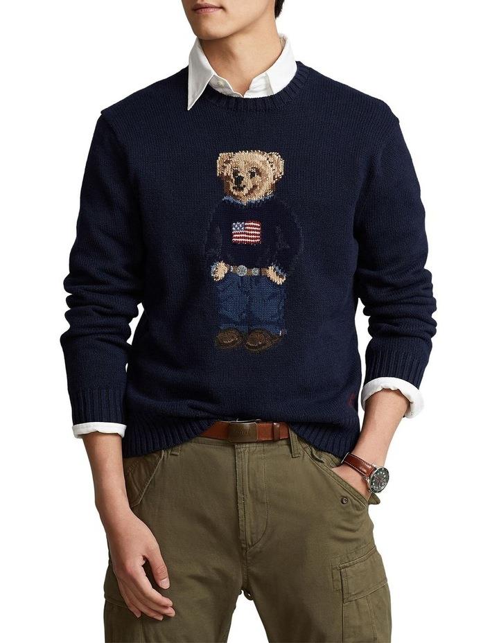 Polo Ralph Lauren Bear Cotton Linen Sweater in Navy L