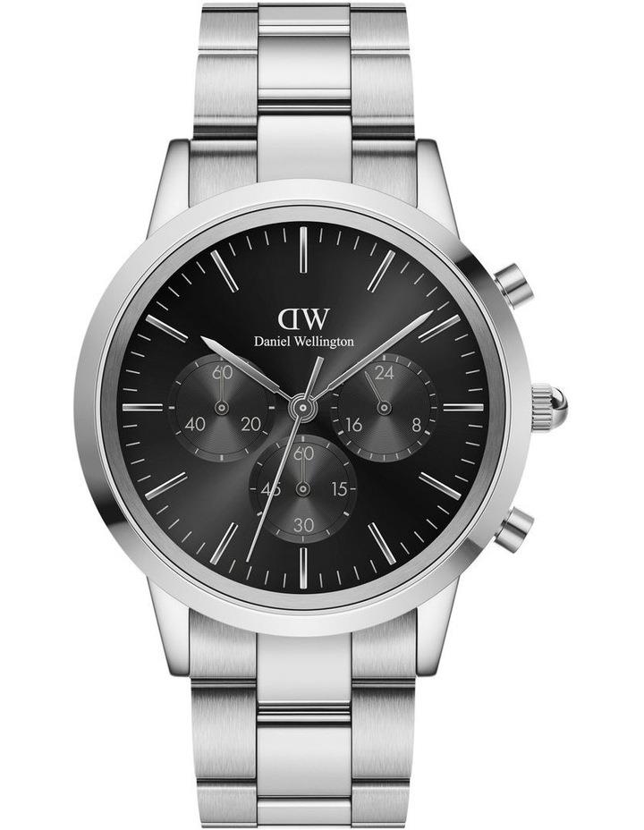 Daniel Wellington Iconic 42mm Onyx Steel Chronograph Watch in Silver