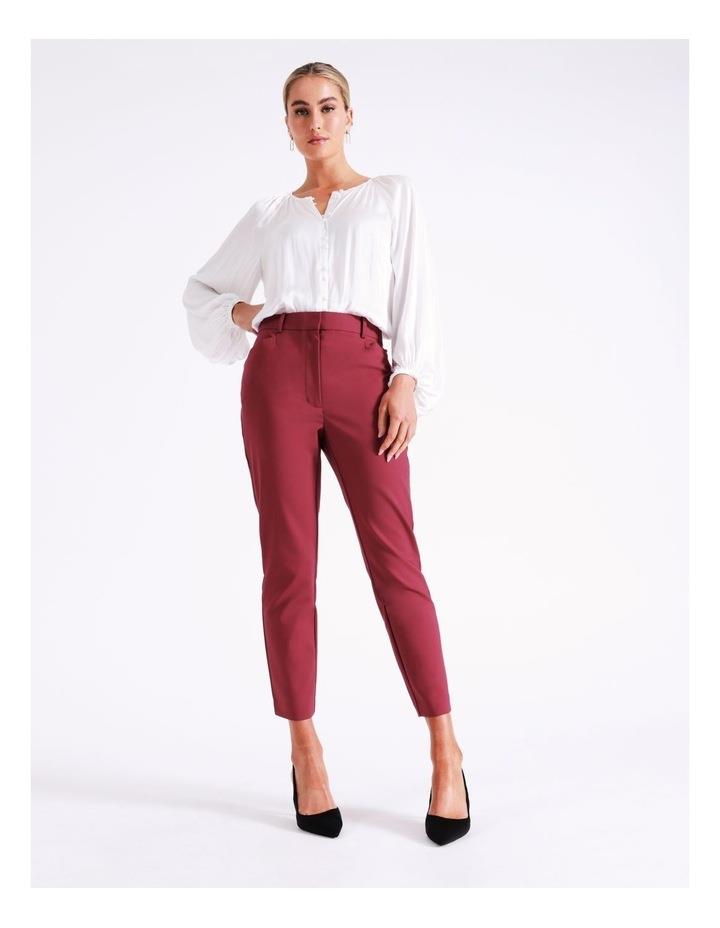 Basque Organic Cotton Blend High Rise Sateen Pant in Ruby 10
