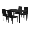 Artiss 5 Piece Wooden Dining Table Set in Black