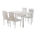 Artiss 5 Piece Wooden Dining Table Set in White