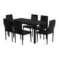 Artiss 7 Piece Wooden Dining Table Set in Black