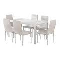 Artiss 7 Piece Wooden Dining Table Set in White