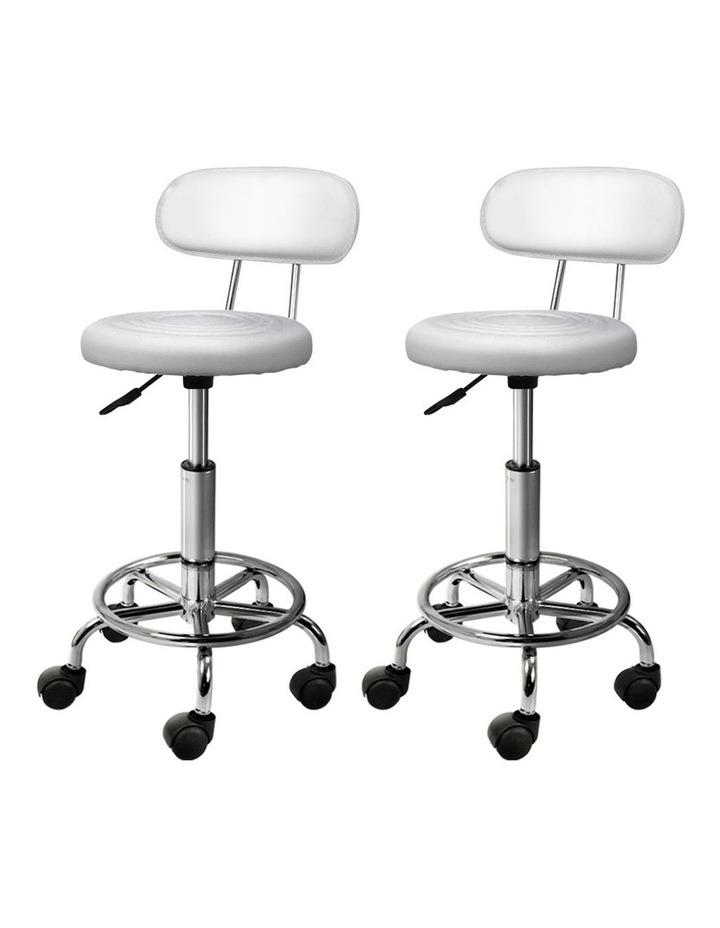 Artiss Salon Stool Swivel Chair Backrest x2 in White