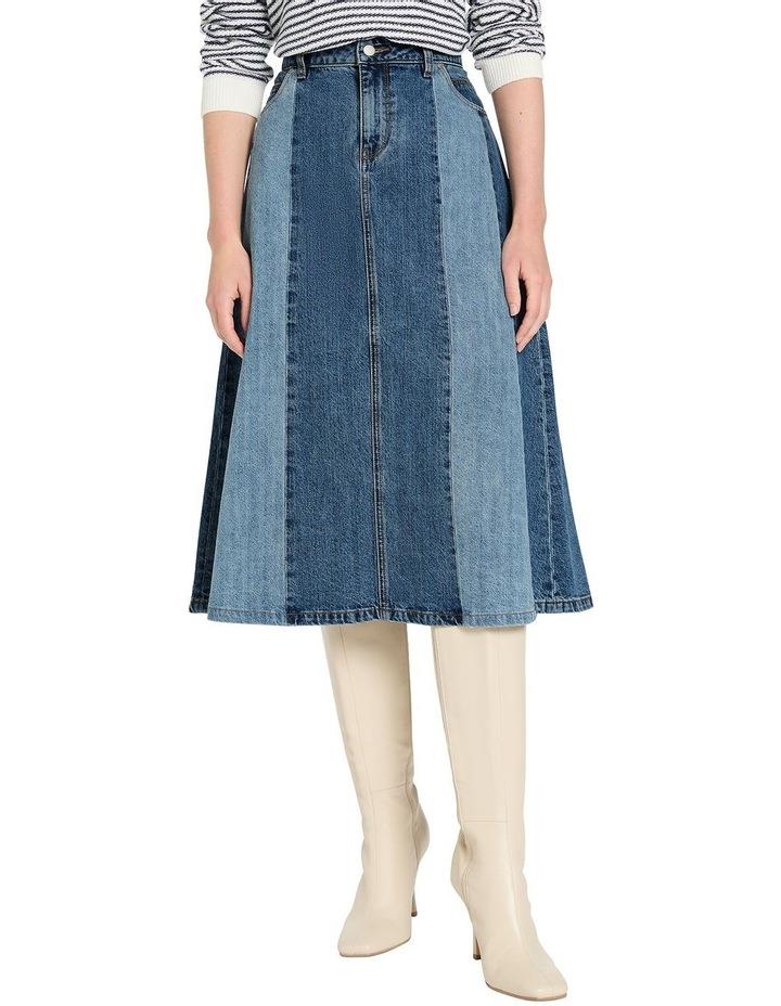 David Lawrence Amerie Panelled Denim Skirt in Blue Assorted 6