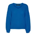 Vero Moda Erin Long Sleeve V-Neck Knit in Blue Cobalt S