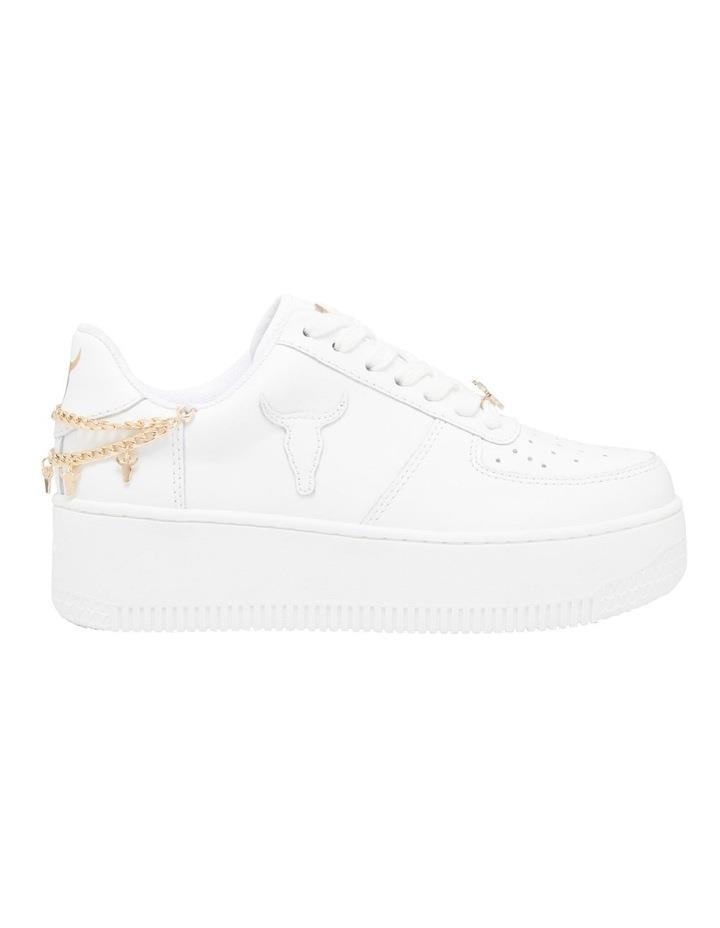 Windsor Smith Remember Leather Flatform Sneaker in White/Gold White 6