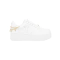 Windsor Smith Remember Leather Flatform Sneaker in White/Gold White 8
