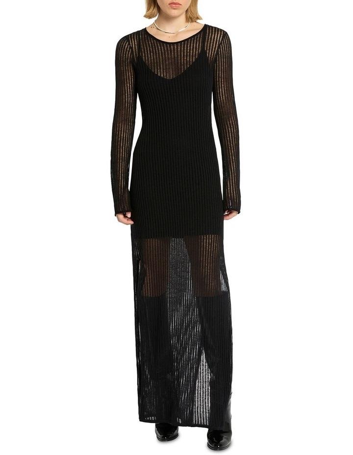 Sass & Bide Laddered Long Sleeve Knit Dress in Black XL