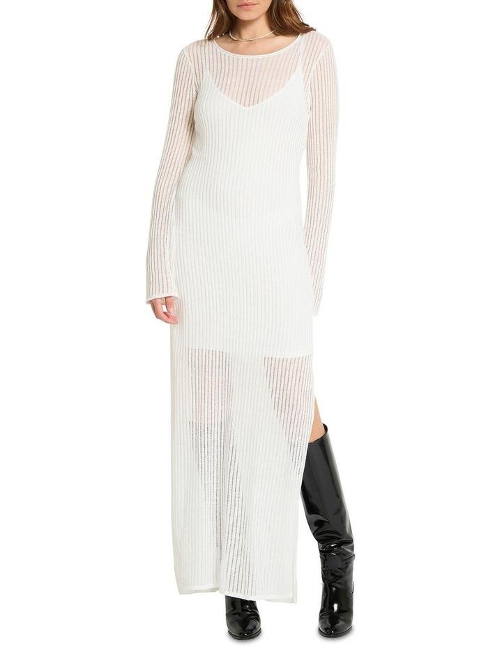 Sass & Bide Laddered Long Sleeve Knit Dress in Cream Ivory L
