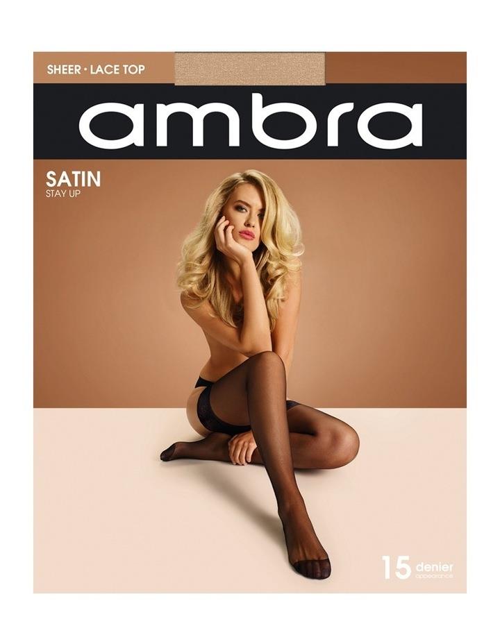 Ambra Satin Stay-Up Natural Extra Tall Tights Black XTalls