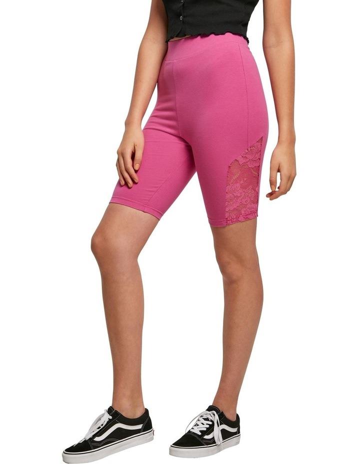 Urban Classics High Waist Lace Inset Cycle Shorts in Bright Violet Hot Pink S