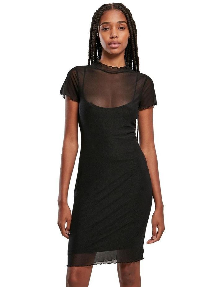 Urban Classics Mesh Double Layer Dress in Black XS