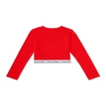 Tommy Hilfiger Long Sleeve Ribbed Crop Top in Deep Crimson Red 10
