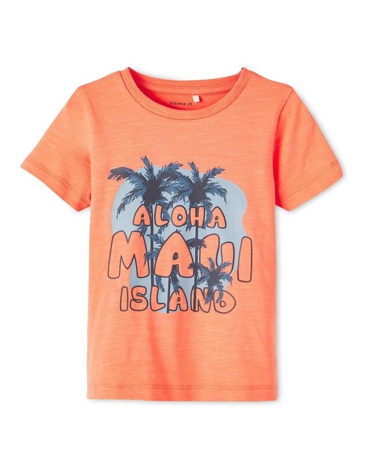 Name It Frankie Printed T-shirt in Coral Orange 2