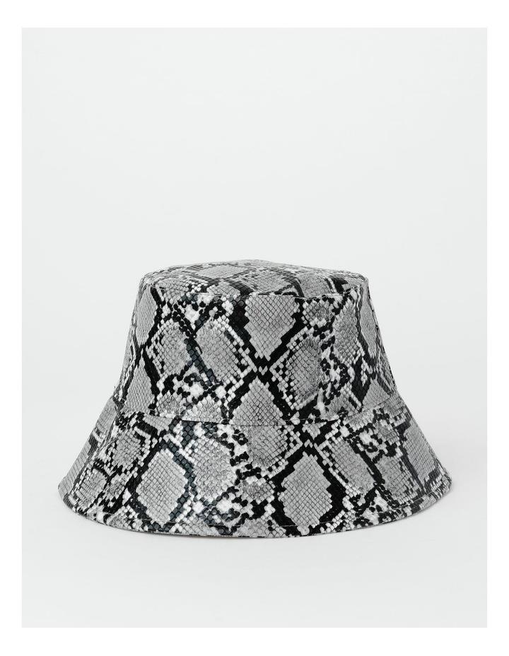 Piper Snake Print Bucket Hat in Grey One Size