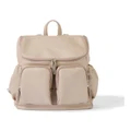 OiOi Signature Vegan Leather Nappy Backpack in Oat Dimple Beige