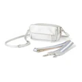 OiOi Playground Vegan Leather Cross-Body Bag in Metallic Silver Dimple Silver