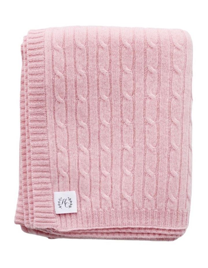 Heirloom Cashmere Cashmere Cable Knit Baby Blanket in Baby Pink
