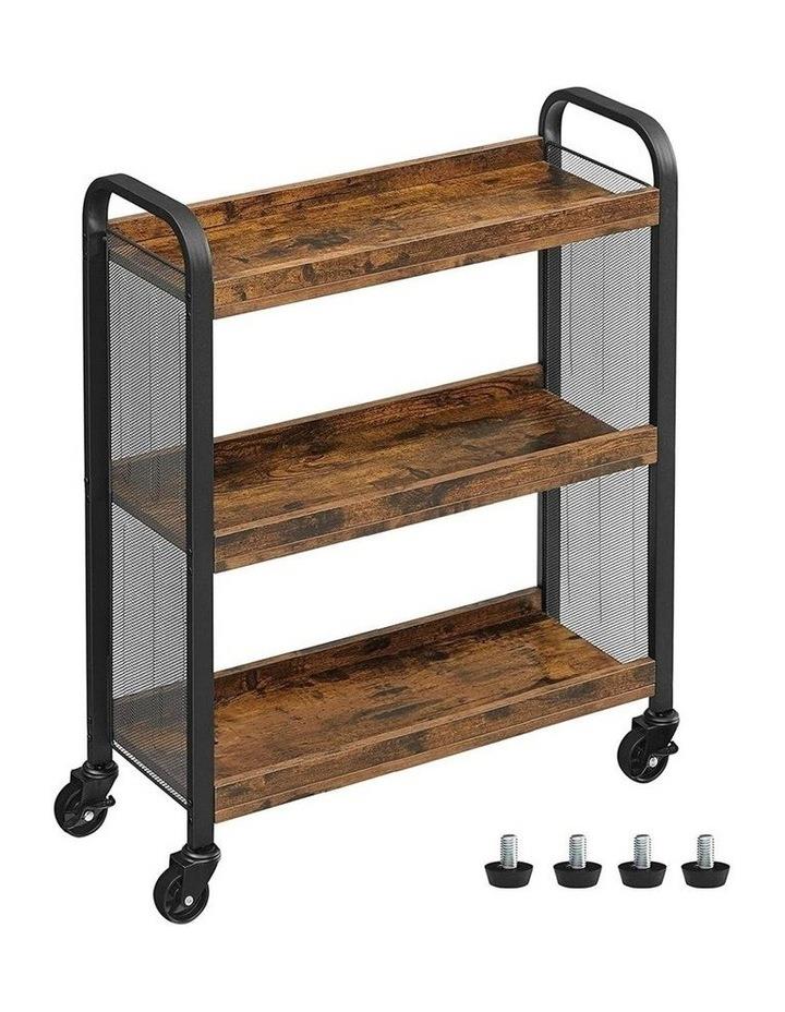 VASAGLE Utility Cart with Wheels in Rustic Brown