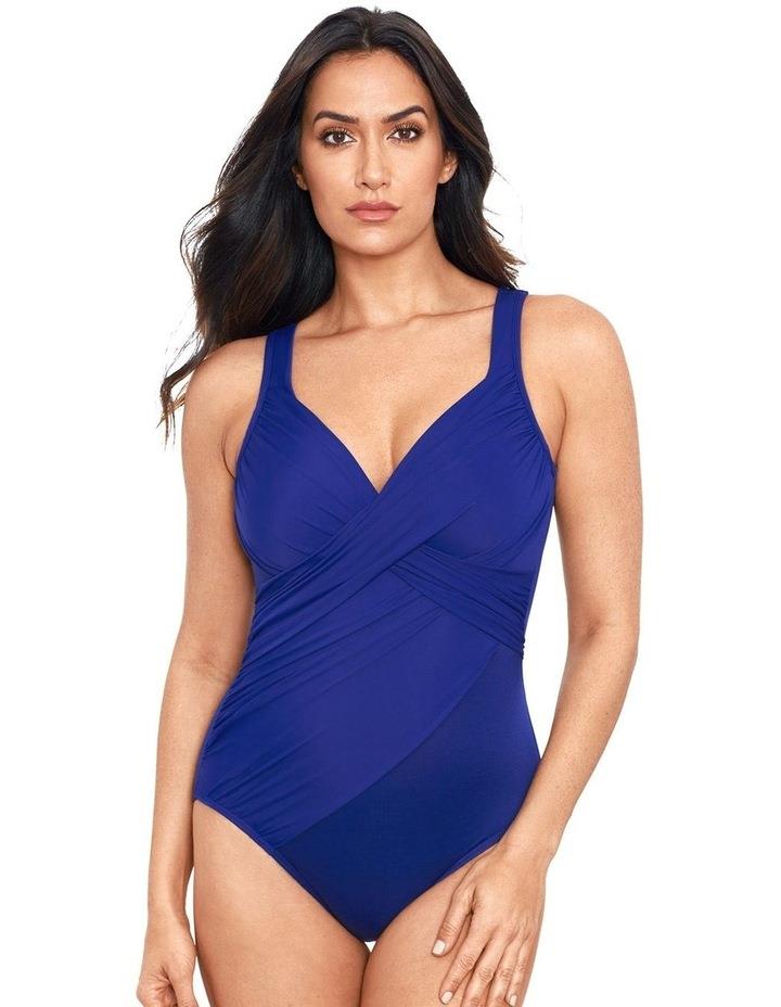 Miraclesuit Swim Rock Solid Revele Crossover Shaping Swimsuit in Azul Blue 12