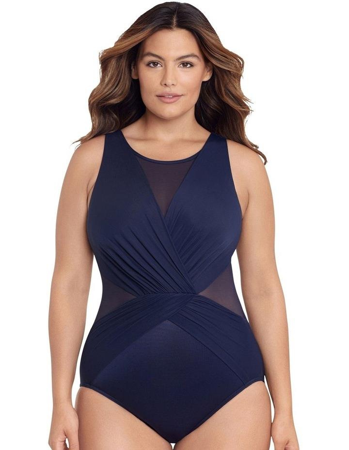 Miraclesuit Swim Illusionists Palma Shaping High Neck Swimsuit PLUS in Midnight Blue 18