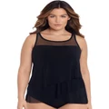 Miraclesuit Swim Illusionists Mirage Floaty Layered Tankini Top PLUS in Black 18