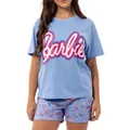 Barbie Barbie Knit/Woven Short PJ Set in Rollergirl Print Blue S